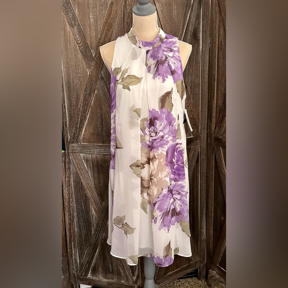 NWT size 12 sleeveless dress beautiful purple floral print by Bobbie Bee